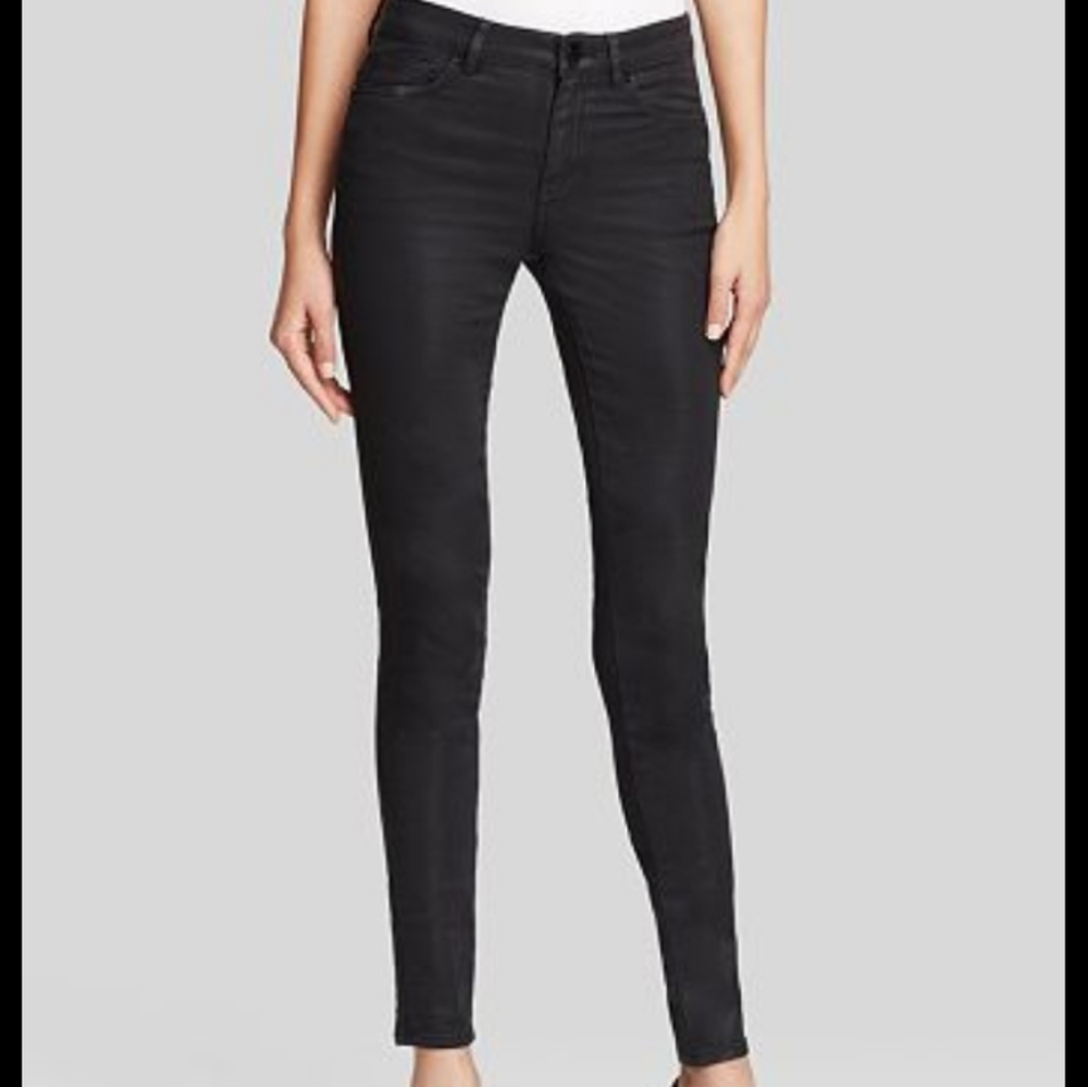 Elie Tahari Azella Coated Black Skinny Jeans Sz 29